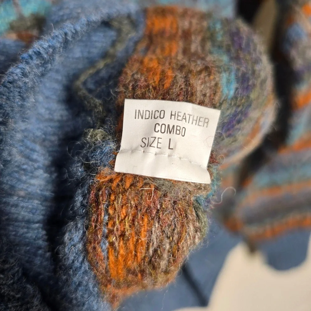 Northern‎ Isles 100% Shetland Wool Sweater Indigo Heather Grandpa Sweater Size L